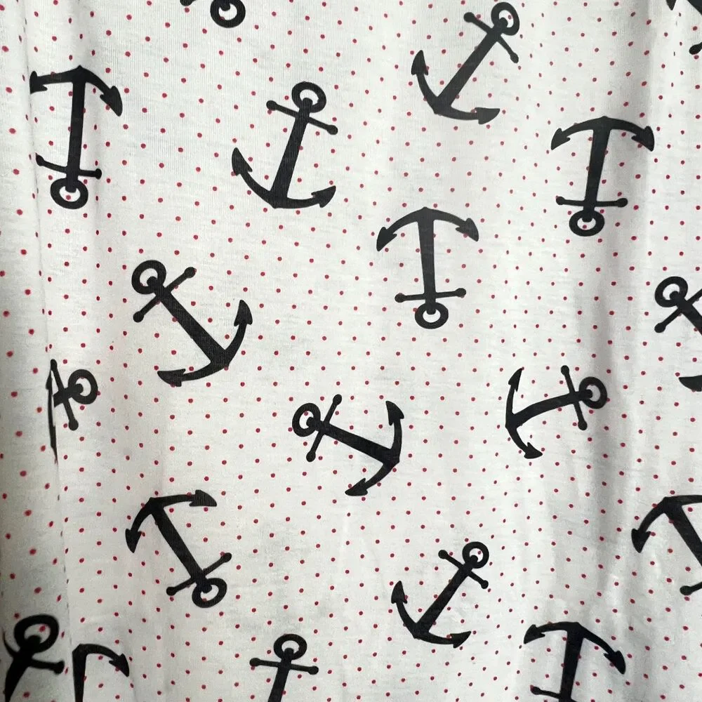 Exist White w/Red Polka Dot & Black Anchors Crew Neck Sleeveless Dress S NWOT - Picture 3 of 4